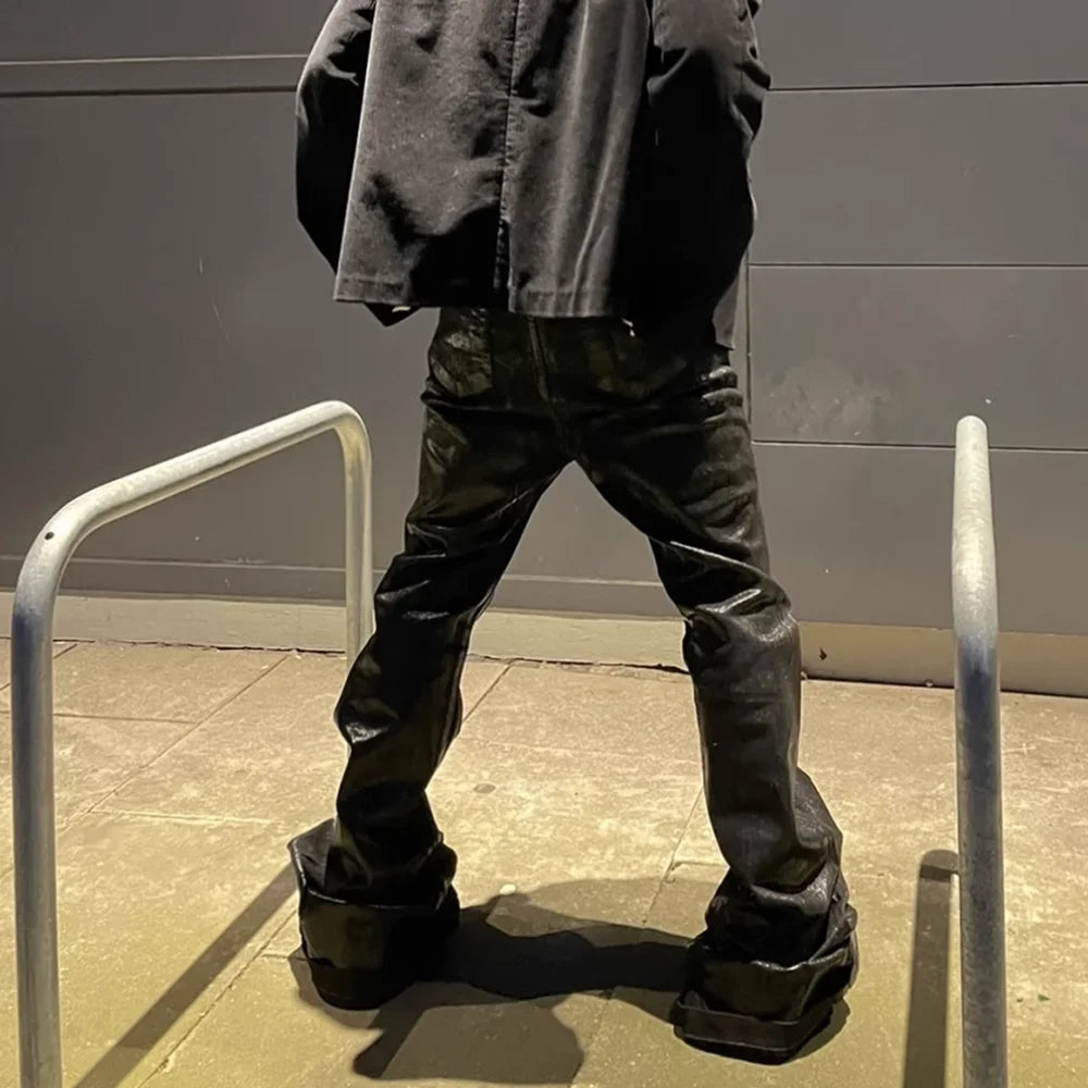 Black Wax Leather Denim