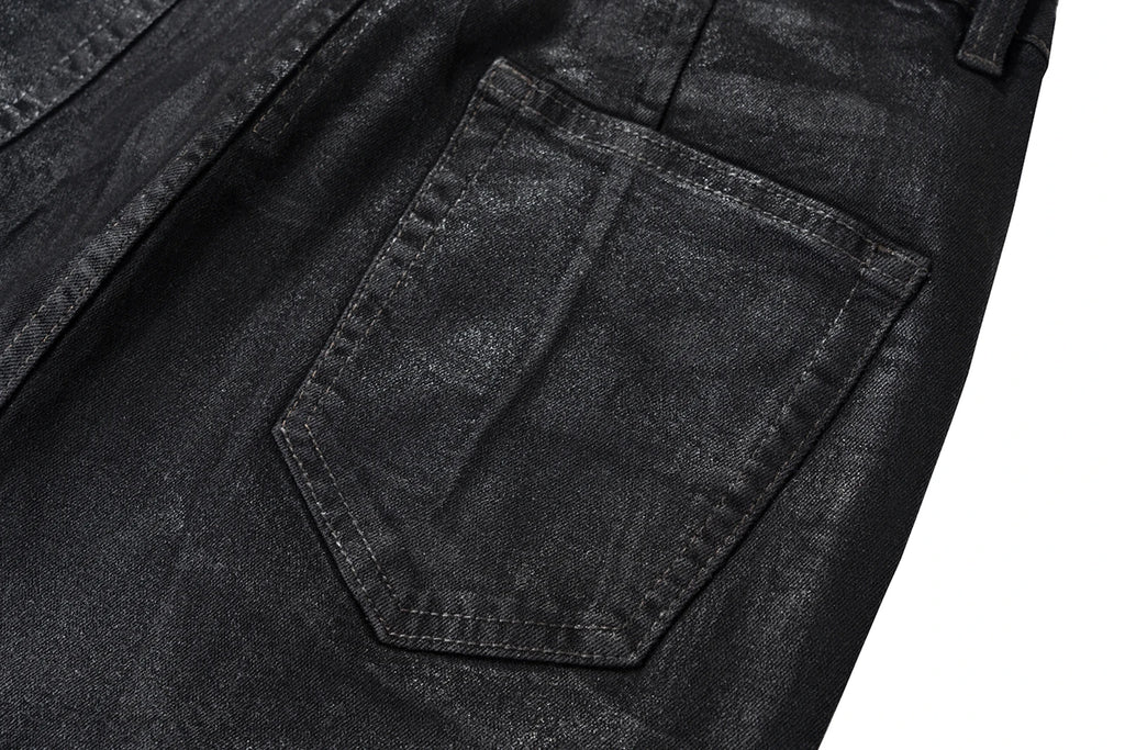 Black Wax Leather Denim